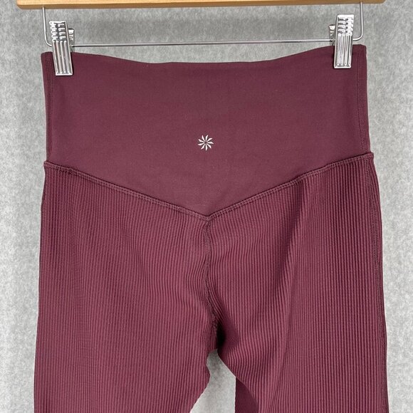 Athleta Elation Crossover Rib 7/8 Tight Size S Maroon Plum Purple Athletic Gym - Picture 4 of 14